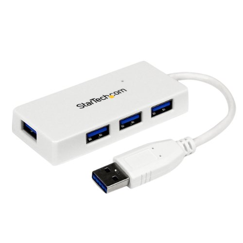 Portable 4 Port Mini USB 3.0 Hub - White Portable 4 Port Mini USB 3.0 Hub - White
